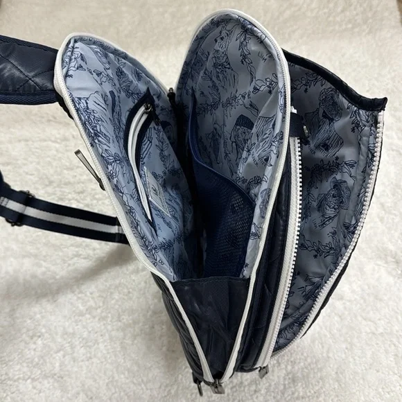 Oliver Thomas Navy Blue Maxxed Out Quilted Tennis Sling Bag with White Accents - Picture 6 of 13